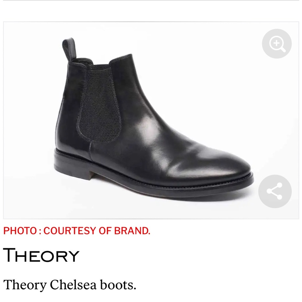 Theory Men’s Black Leather Pull On Chelsea Boots Size 11